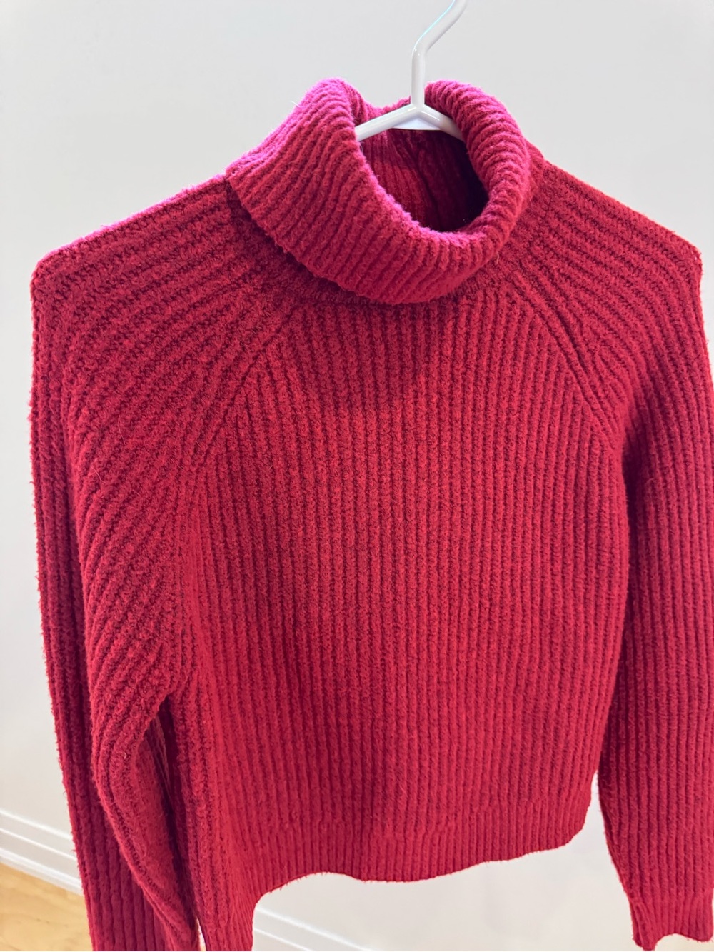 Soft Ribbed Red Turtleneck Sweater for Women